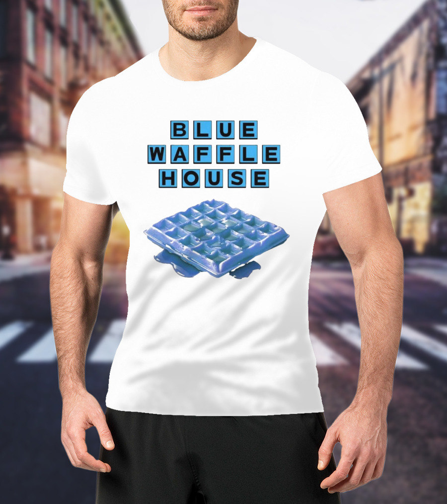 Blue Waffle House Melted Breakfast Food Novelty T-Shirt