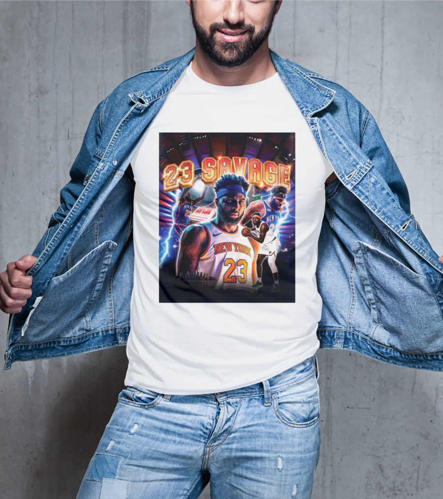 Mitchell Robinson New York 23 Savage Basketball Highlights T-Shirt
