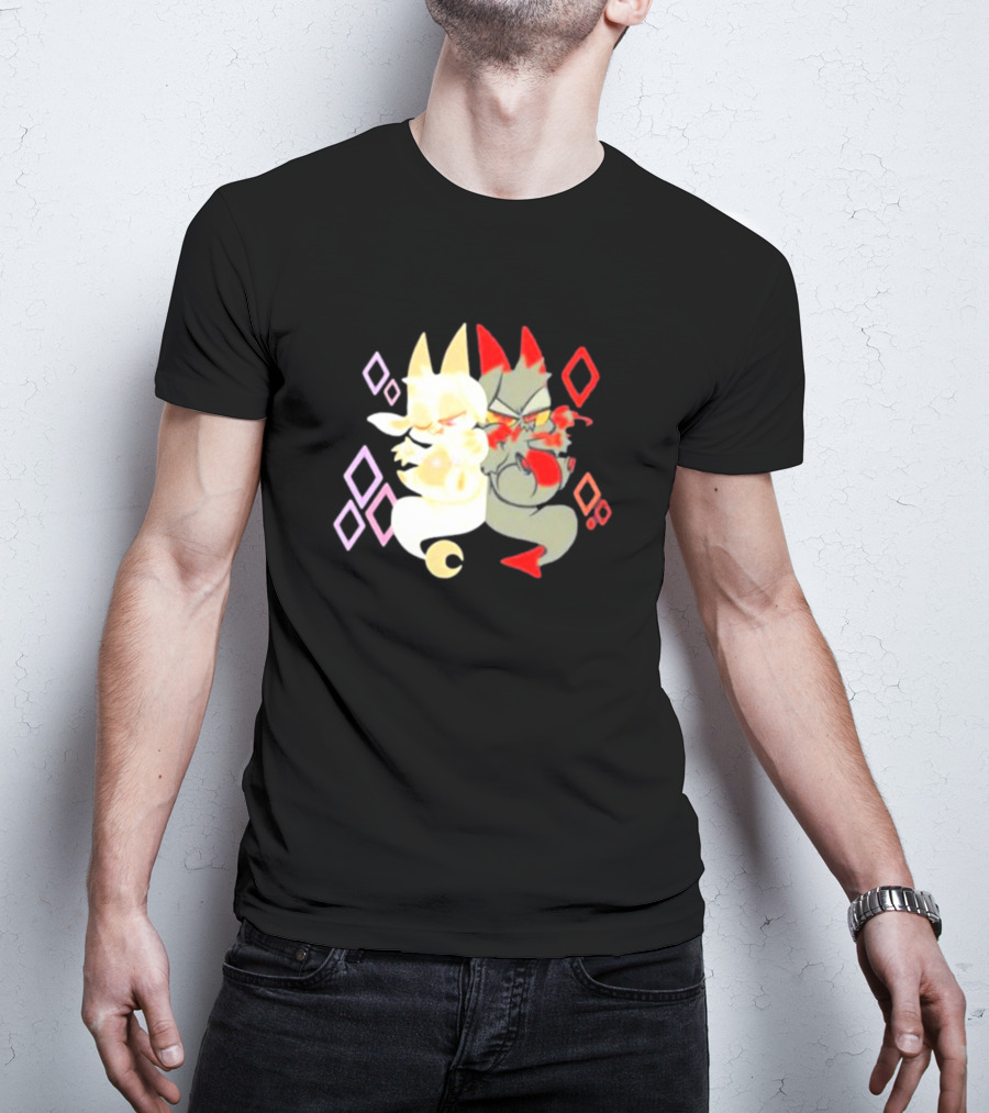 Buzzfeed Chikn Nuggit Devil And Angel Characters With Colorful Diamond T-Shirt