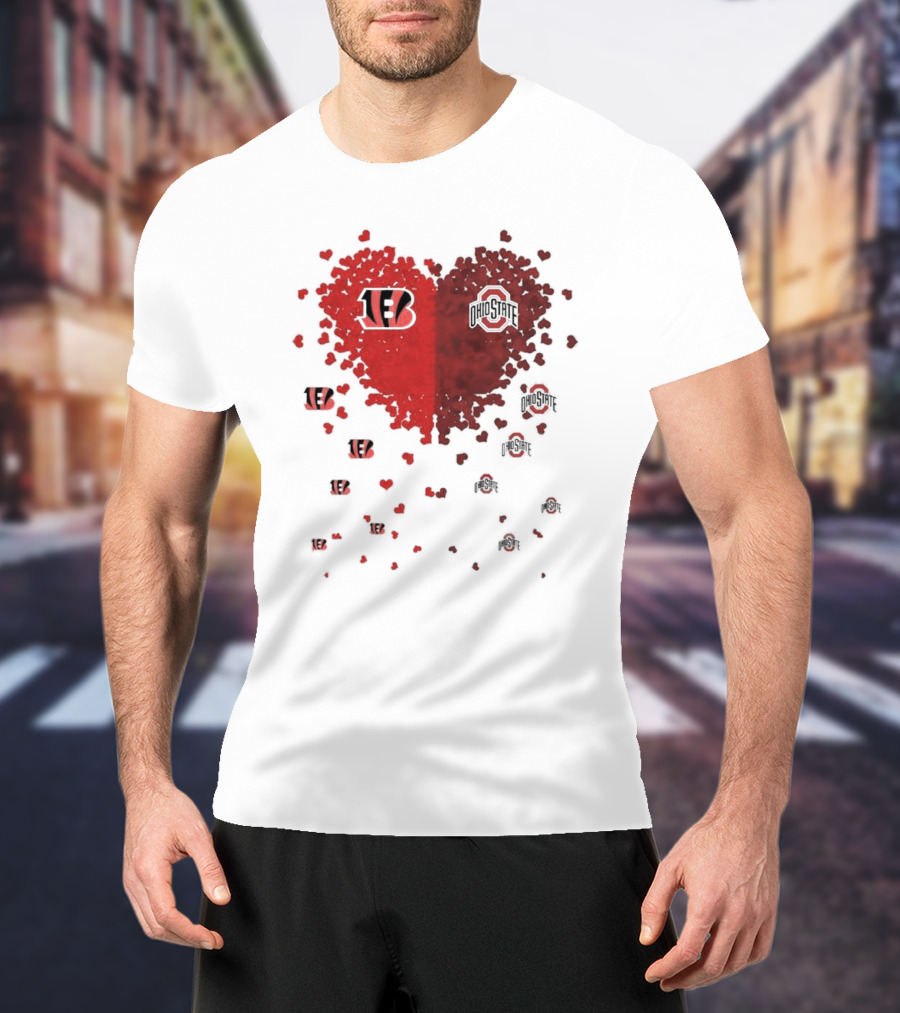 Cincinnati Bengals Ohio State Buckeye Heart Shape T-Shirt