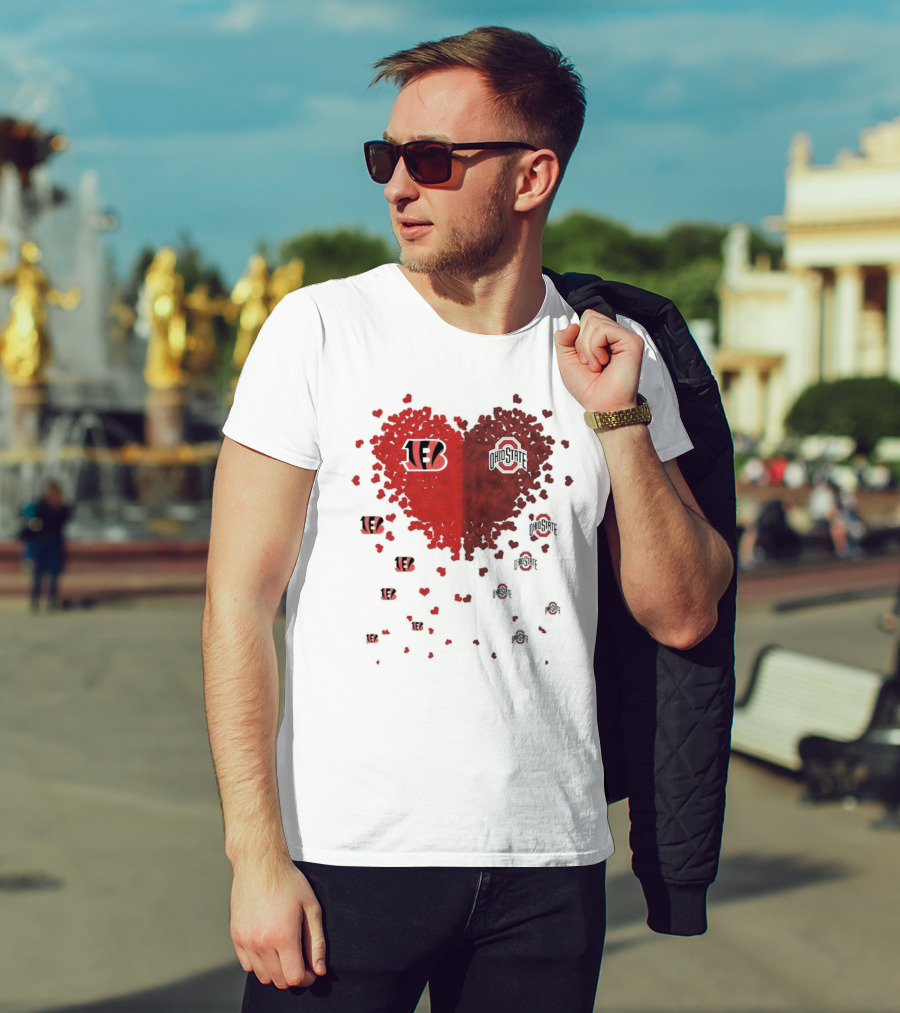 Cincinnati Bengals Ohio State Buckeye Heart Shape T-Shirt