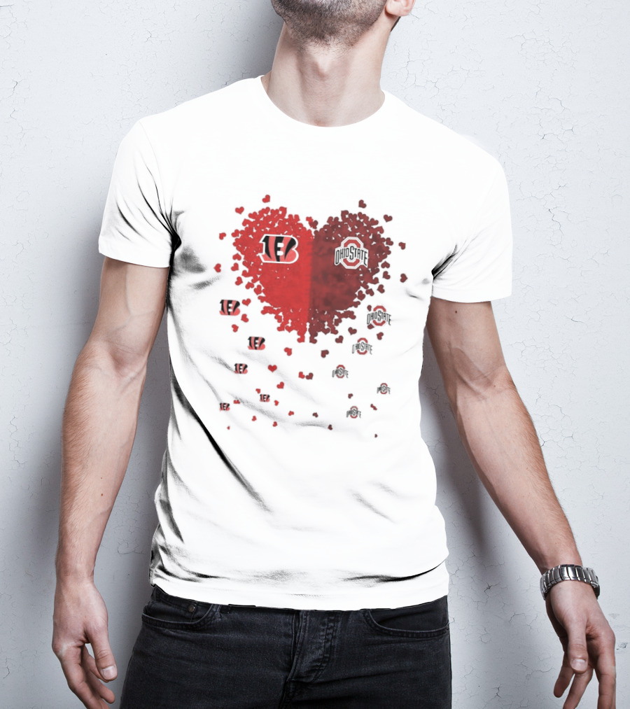 Cincinnati Bengals Ohio State Buckeye Heart Shape T-Shirt