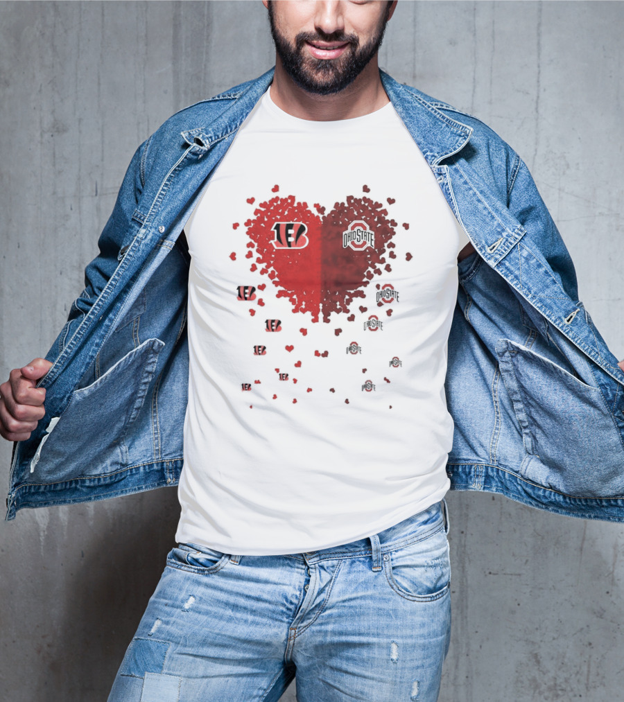 Cincinnati Bengals Ohio State Buckeye Heart Shape T-Shirt