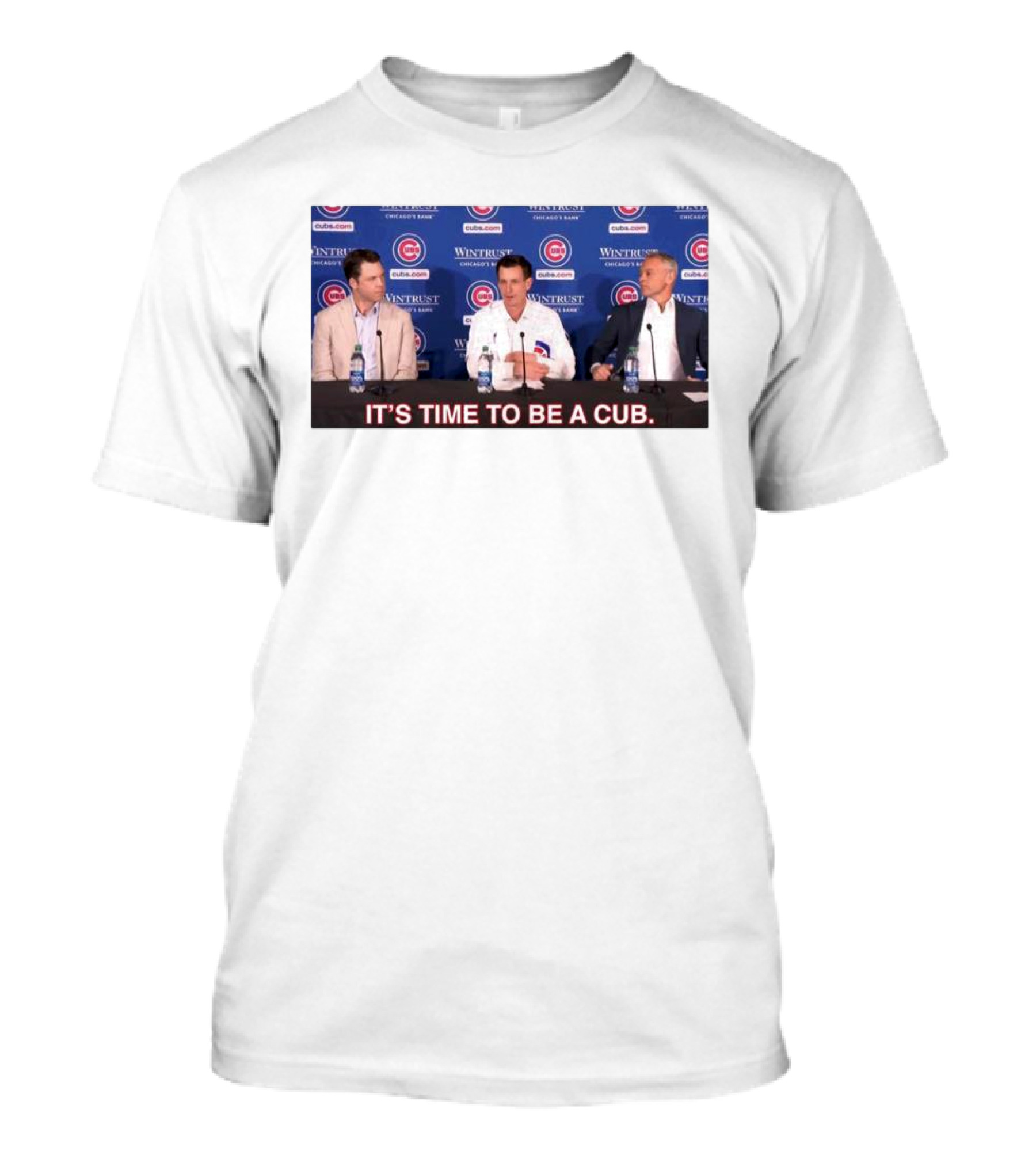 Craig Counsell It's Time To Be A Cub Press Conference Chicago Cubs Background T-Shirt