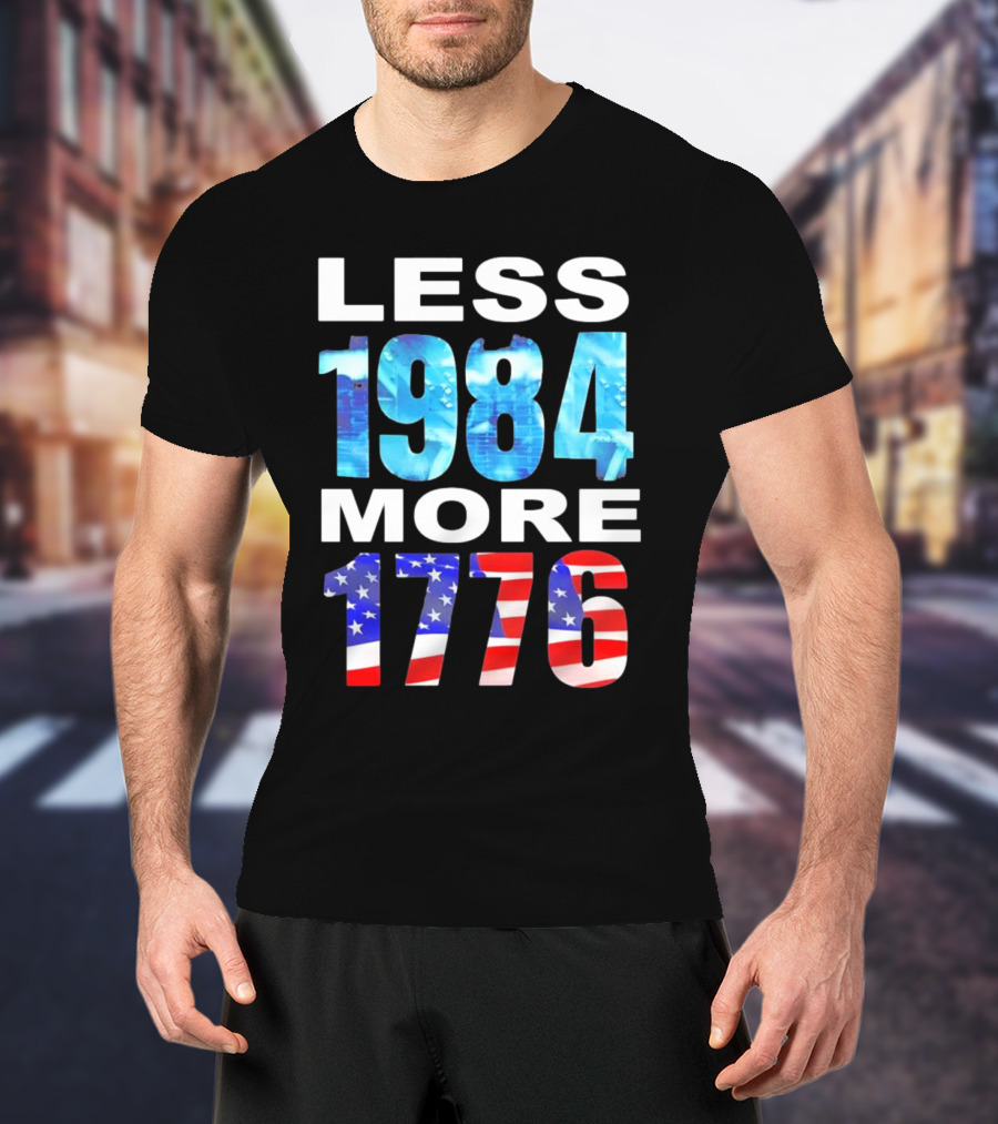 Hi-Rez The Rapper Less 1984 More 1776 American Flag Text T-Shirt