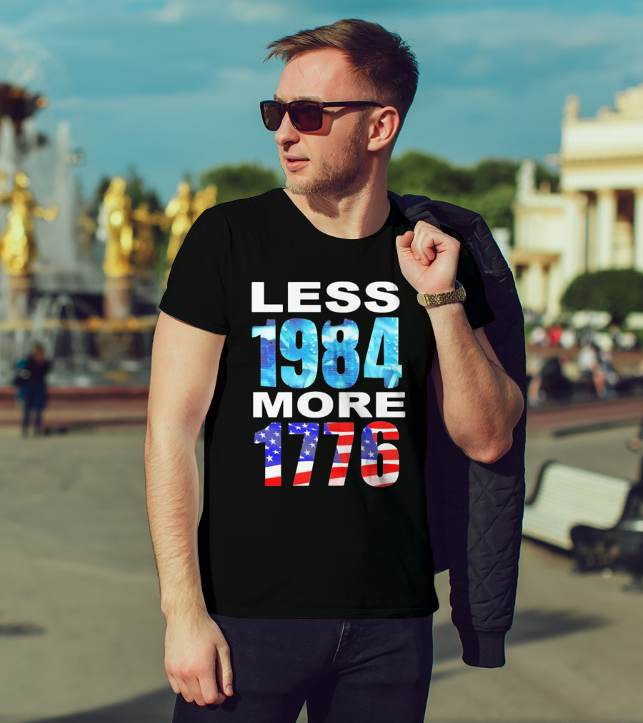 Hi-Rez The Rapper Less 1984 More 1776 American Flag Text T-Shirt