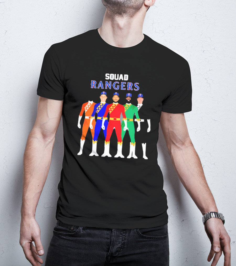 Squad Rangers Power Rangers Texas Rangers Baseball Crossover T-Shirt