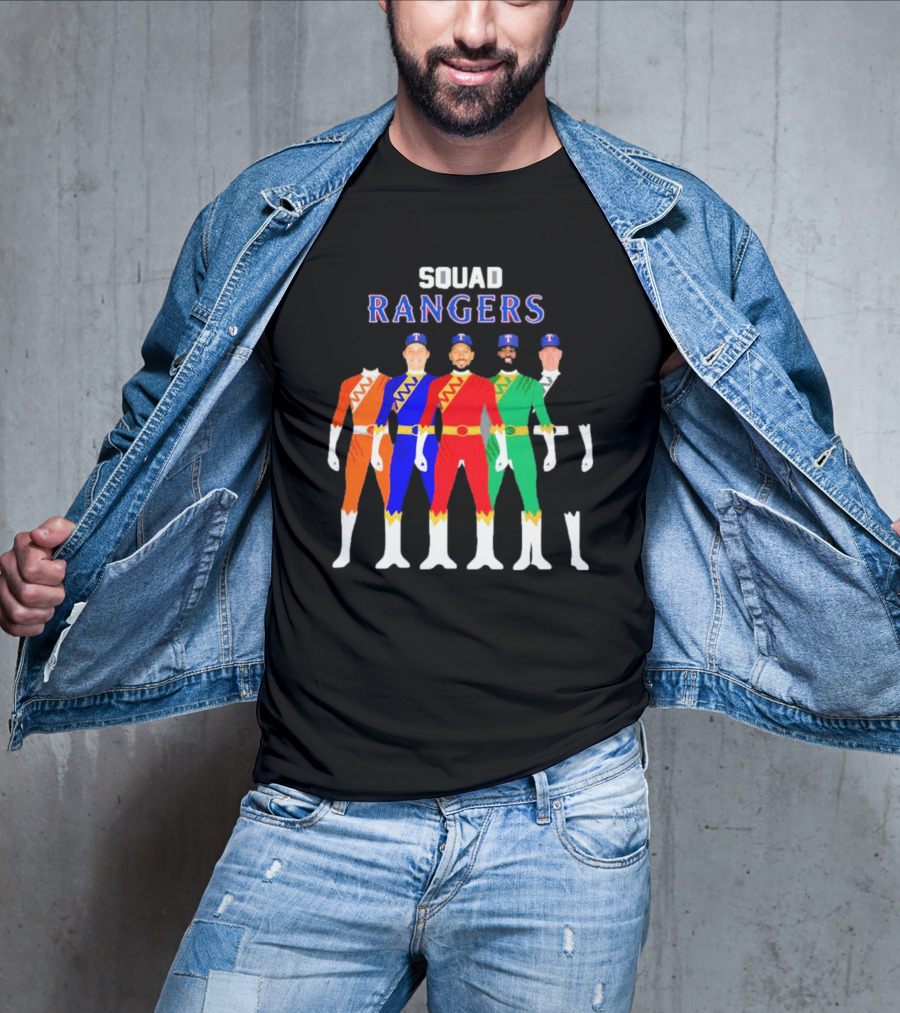 Squad Rangers Power Rangers Texas Rangers Baseball Crossover T-Shirt