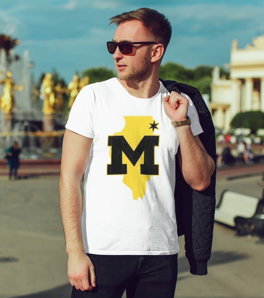 University Of Michigan M Den Pop-Up Chicago Map T-Shirt