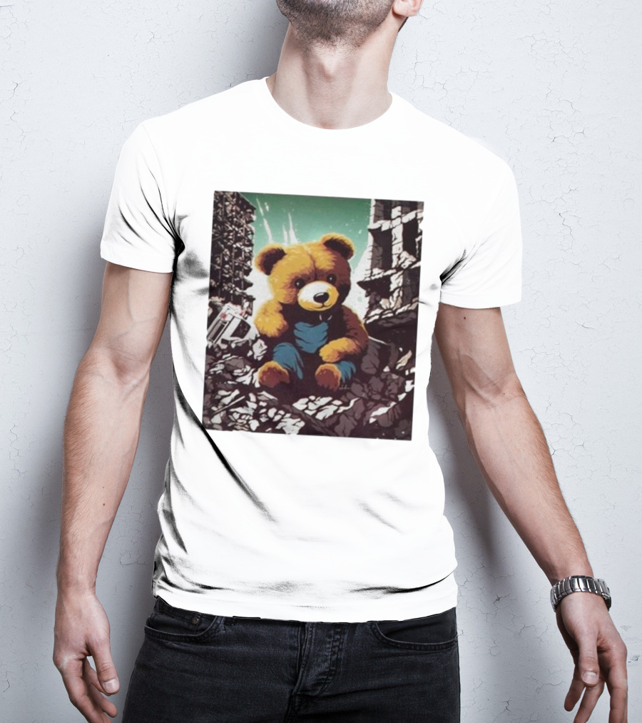 Nordacious Ceasefire Now Teddy Bear Amidst Ruins T-Shirt