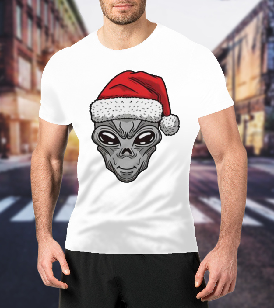 Santa Hat Alien Xmas T-Shirt