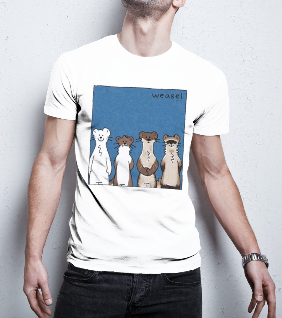 Weasel Quartet Cartoon Art Featuring Four Cute Mustelids T-Shirt