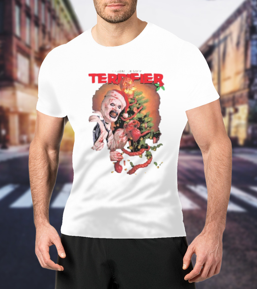 Damien Leone Terrifier Christmas Horror Santa With Christmas Tree T-Shirt