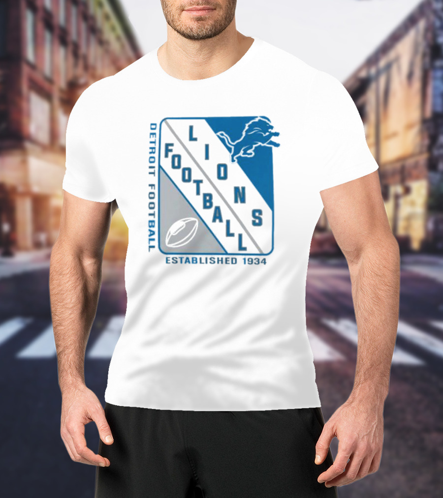 Detroit Lions Football Shield Established 1934 Iconic T-Shirt