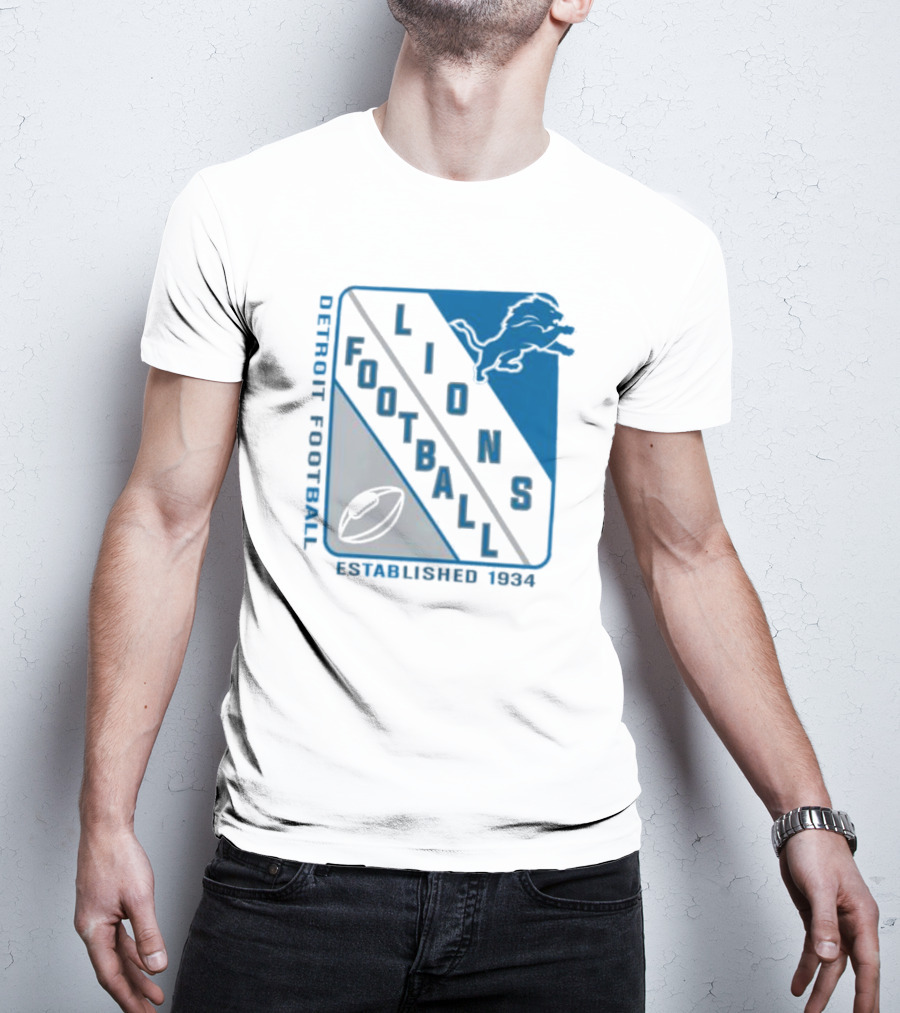 Detroit Lions Football Shield Established 1934 Iconic T-Shirt