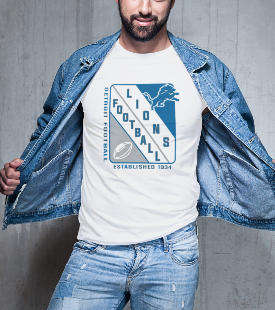 Detroit Lions Football Shield Established 1934 Iconic T-Shirt