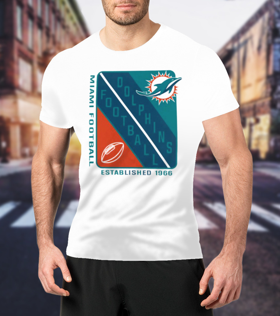 Miami Dolphins Football Established 1966 Logo Shield T-Shirt