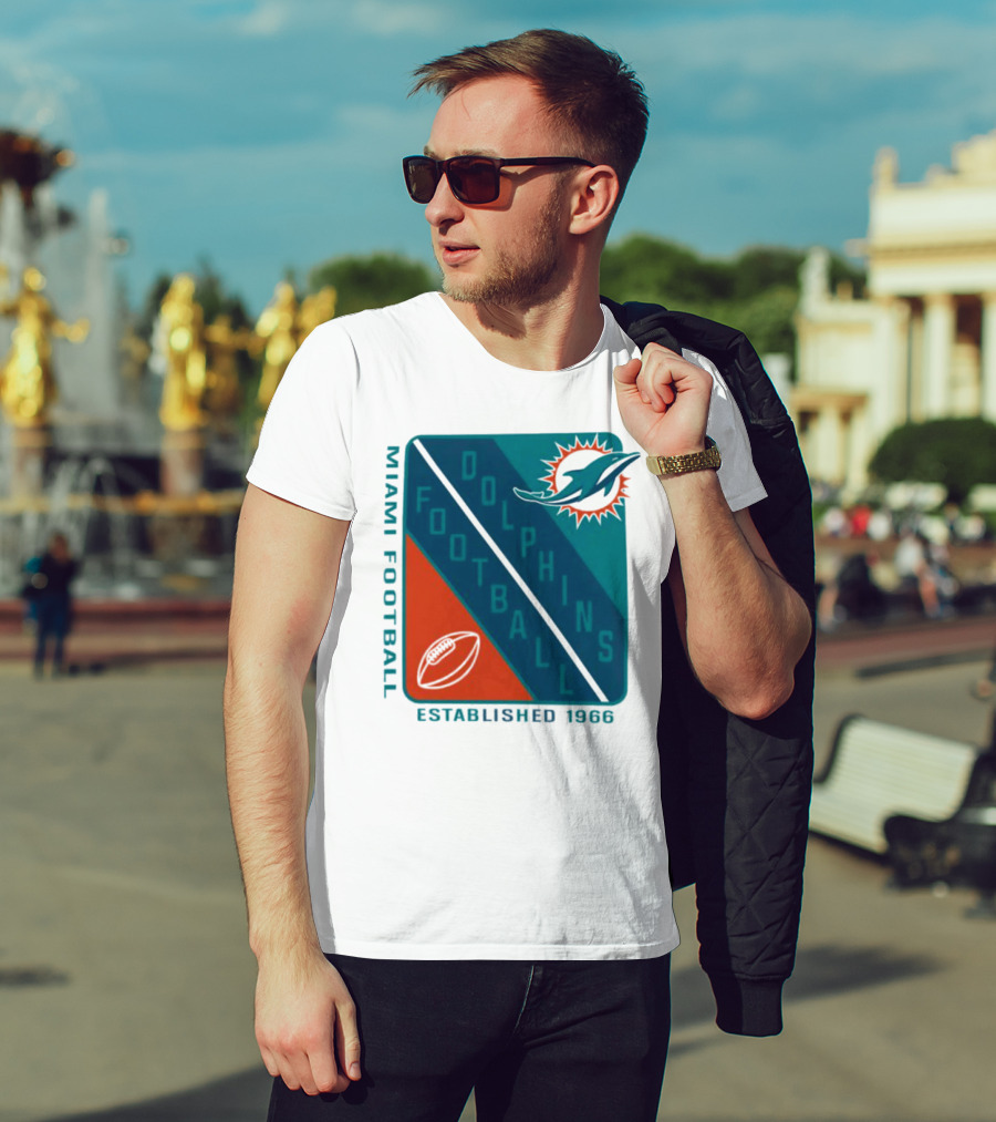 Miami Dolphins Football Established 1966 Logo Shield T-Shirt