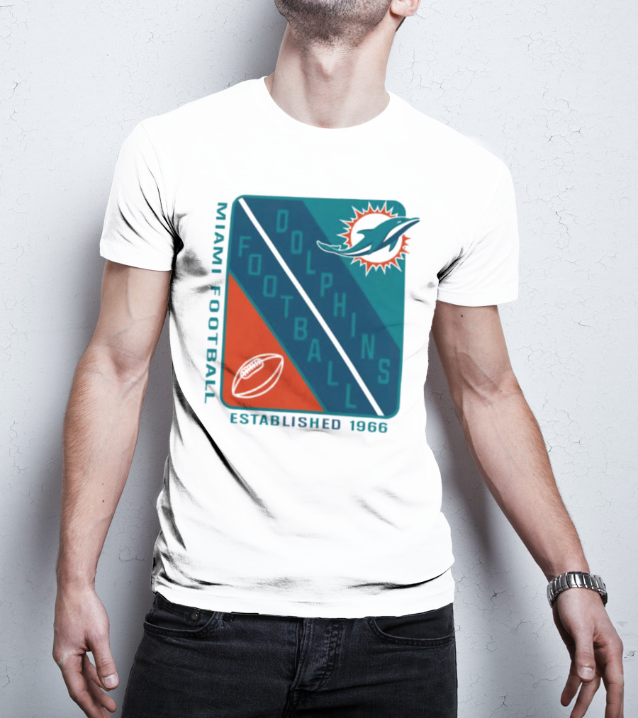 Miami Dolphins Football Established 1966 Logo Shield T-Shirt
