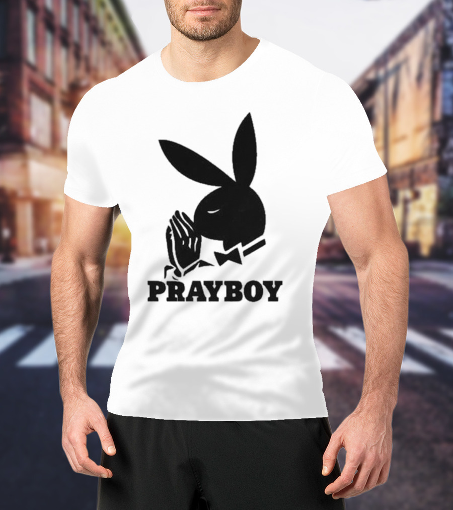 PRAYBOY Bunny Image With Hands In Prayer Iconic Reference T-Shirt