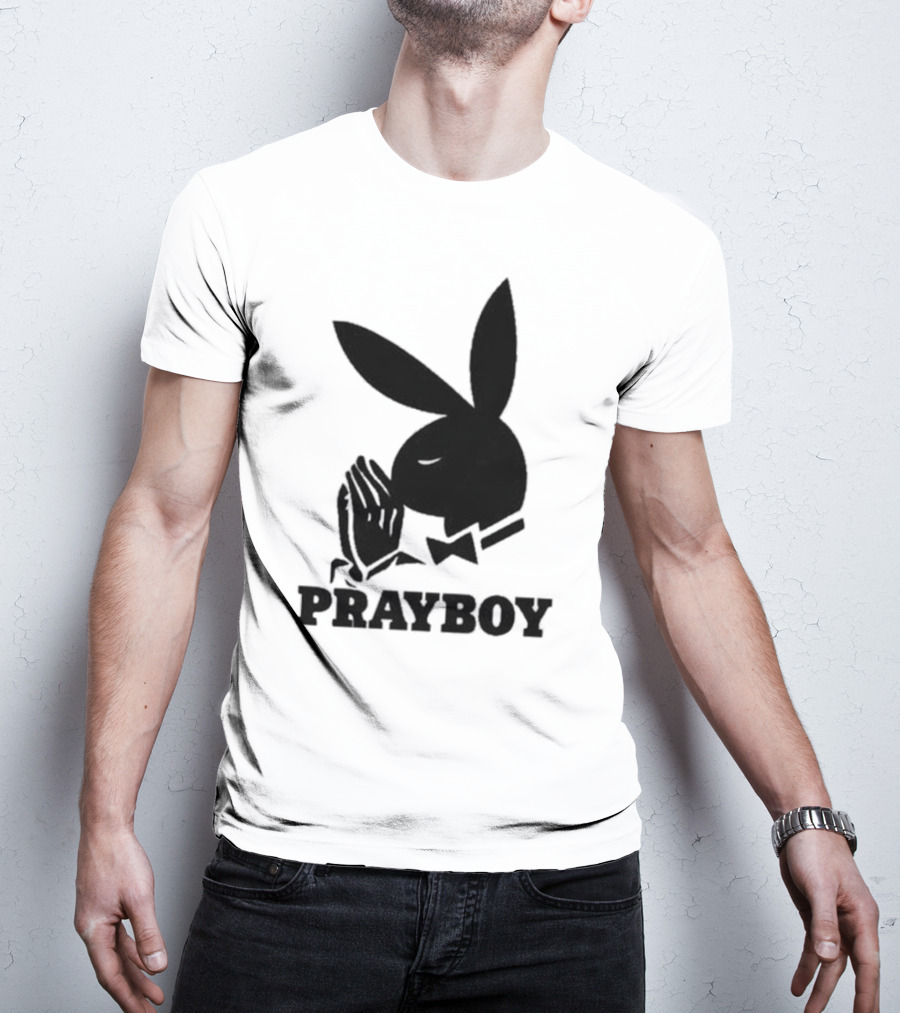 PRAYBOY Bunny Image With Hands In Prayer Iconic Reference T-Shirt