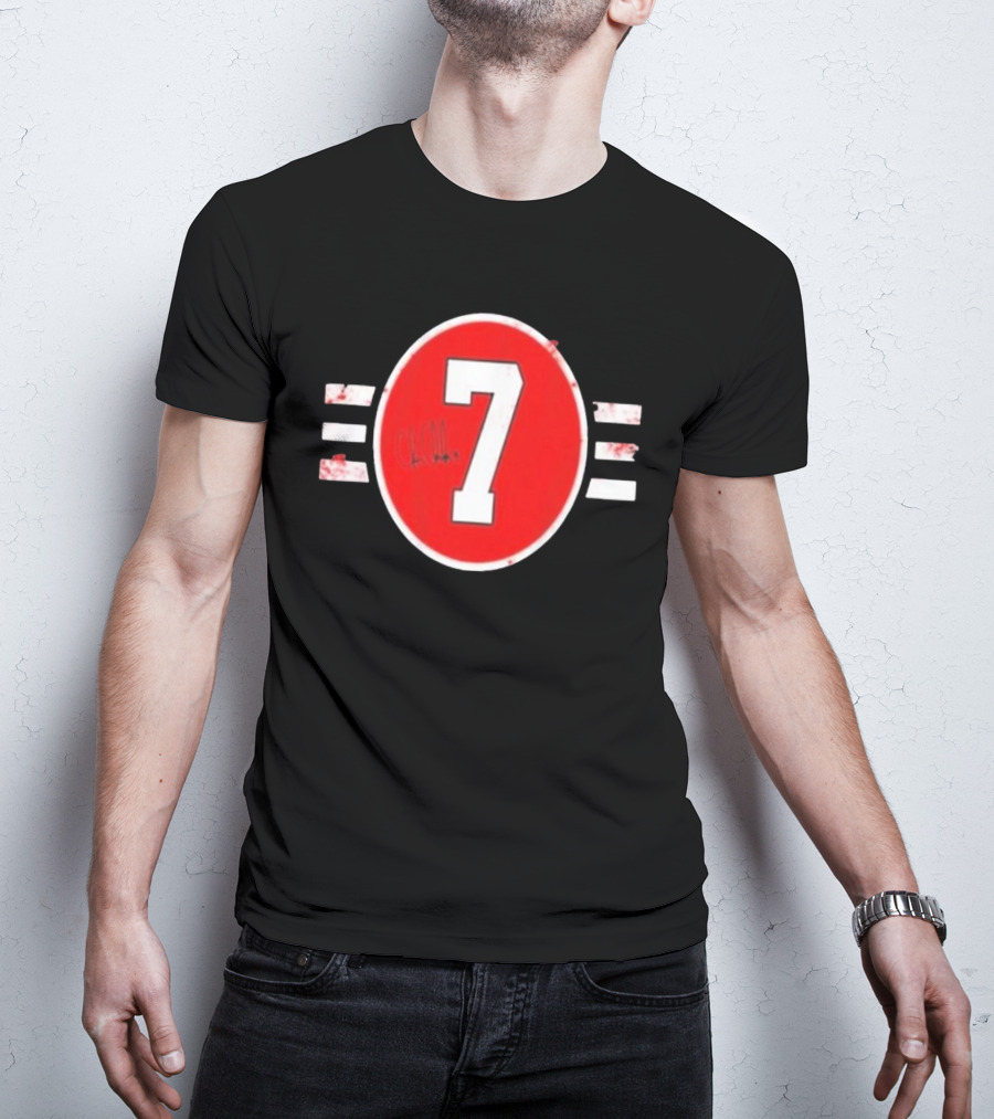 Chicago Blackhawks 7 Chris Chelios Hockey Number Red Black White T-Shirt