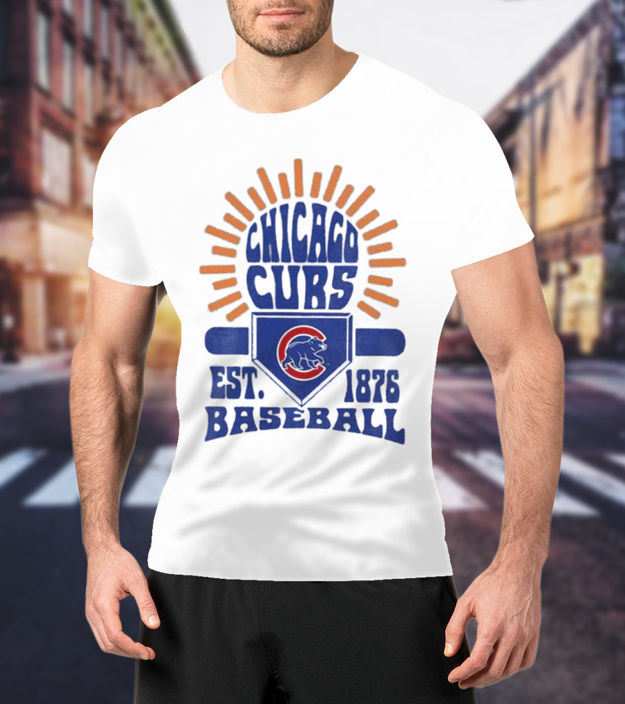 Chicago Cubs Youth Est. 1876 Baseball Sun Burst T-Shirt