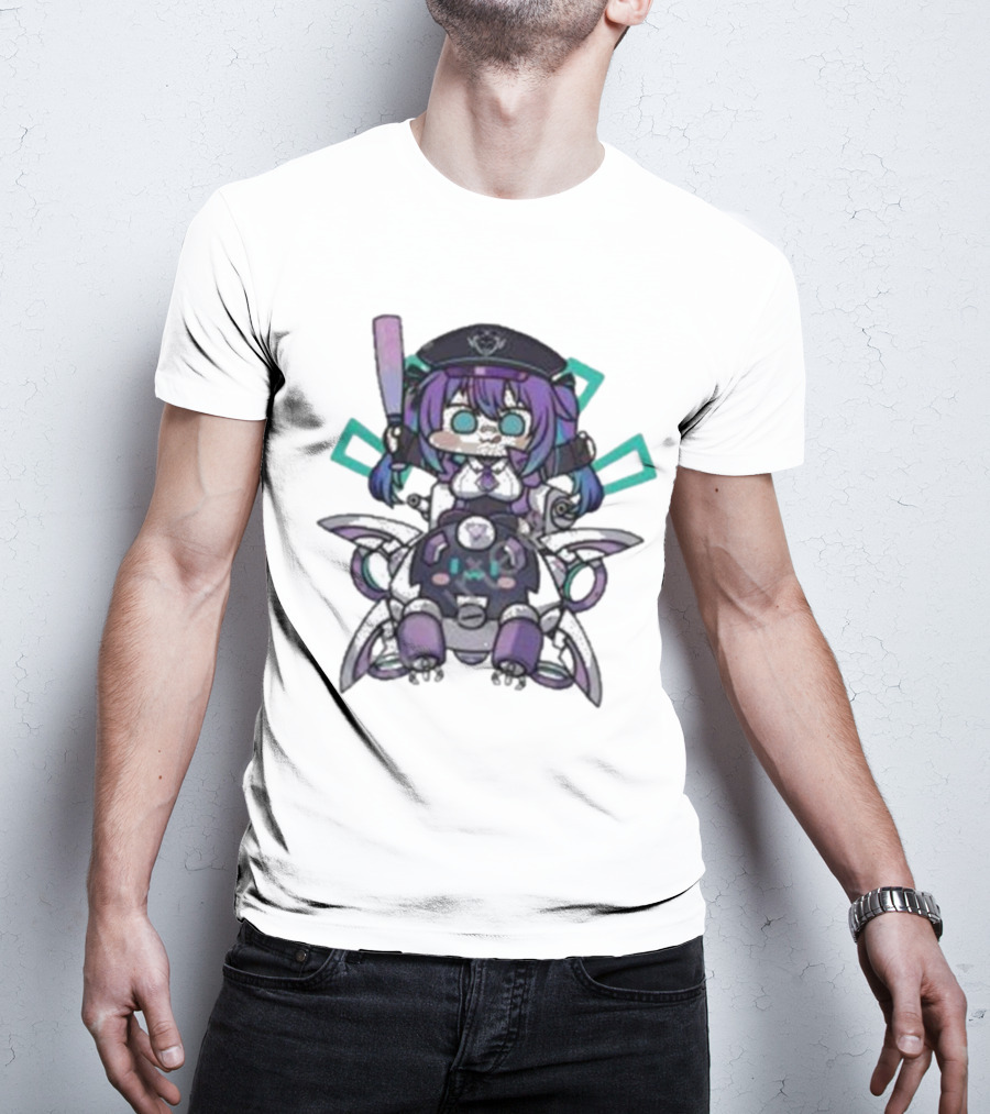 Lewd Cadet Chibi Friendship Purple Robot Companion T-Shirt