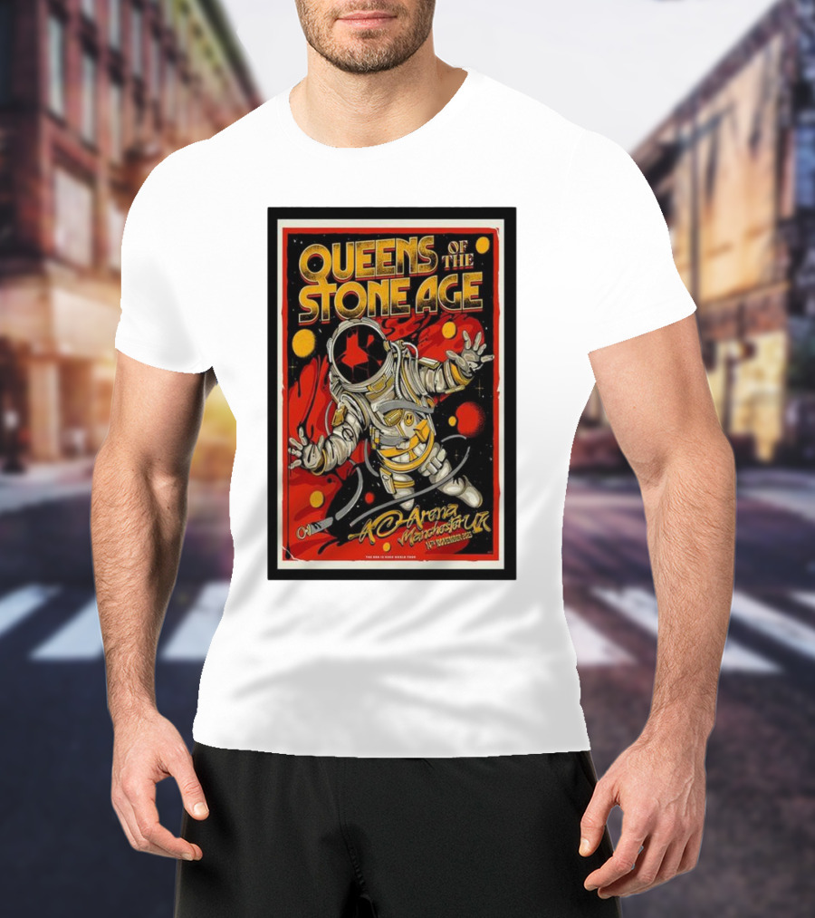 Queens Of The Stone Age AO Arena Manchester UK November 14 Astronaut Space T-Shirt