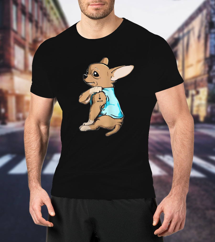 Tattoo Chihuahua I Love Mom Puppy T-Shirt