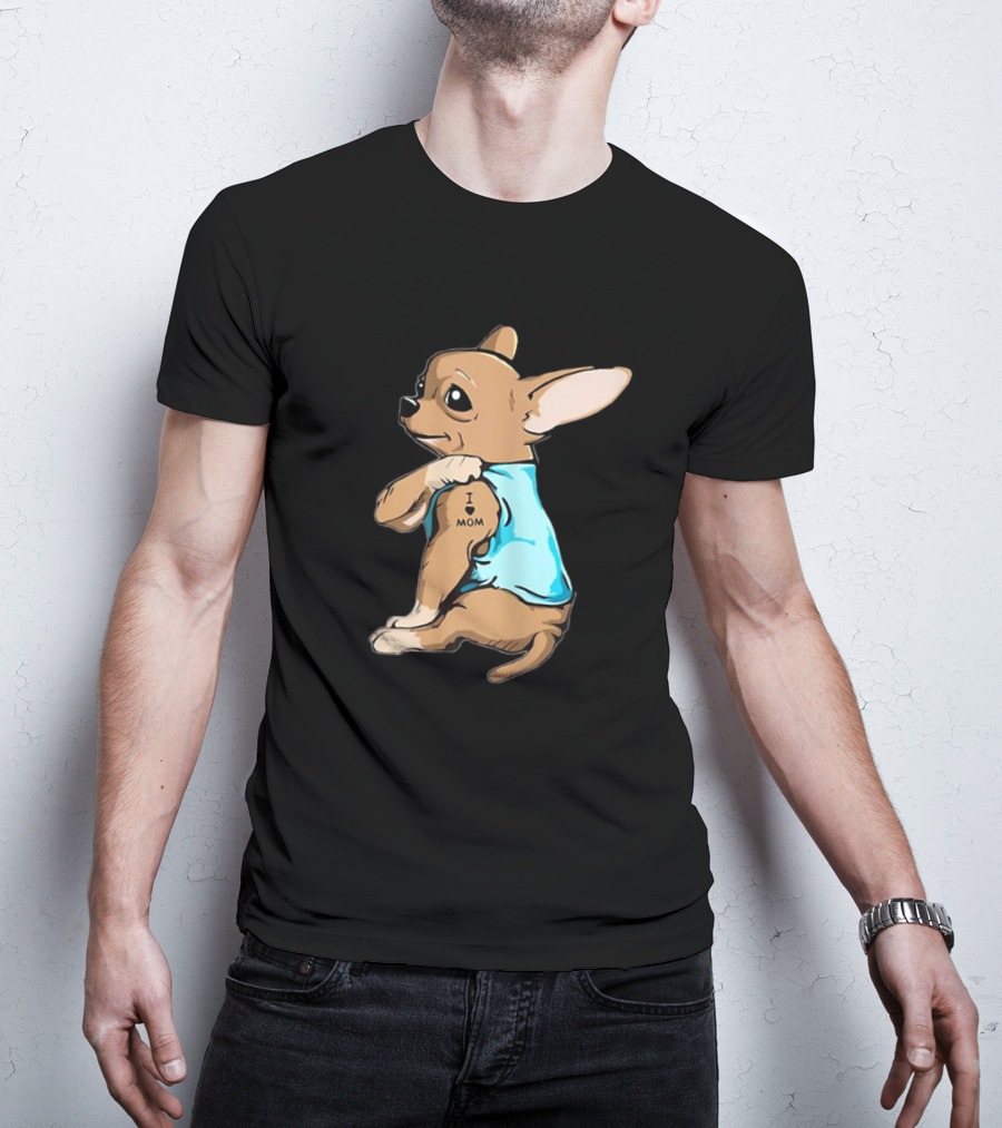 Tattoo Chihuahua I Love Mom Puppy T-Shirt