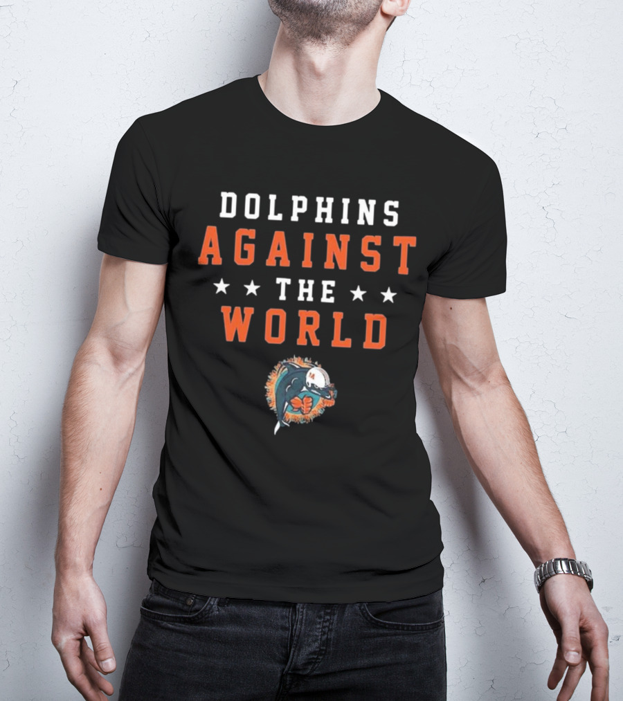 Dolphins Against The World Football Helmet Stars T-Shirt