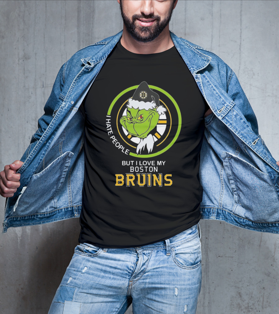 Grinch I Hate People But I Love My Boston Bruins NHL Team Spirit T-Shirt