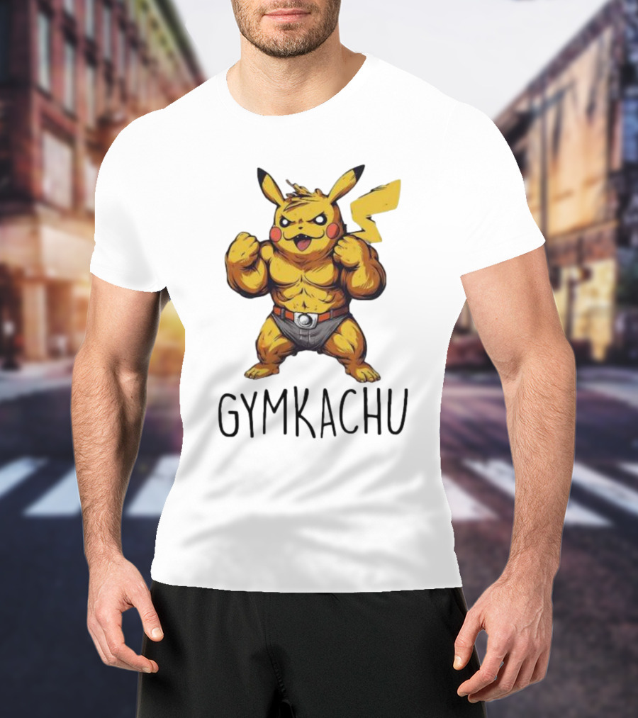 Pikachu Gymkachu Bodybuilder Fitness Pokémon T-Shirt