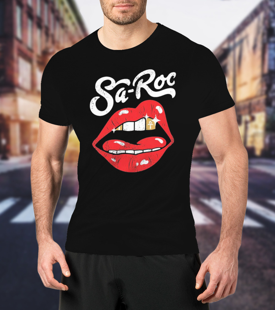 Sa-Roc Red Lips With Ankh Tooth T-Shirt