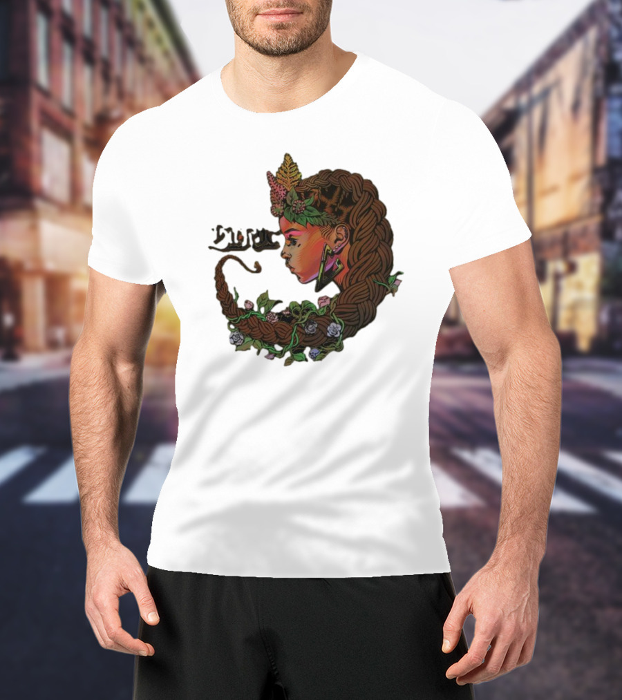 Sa-roc Wild Seeds Braided Hair Floral T-Shirt