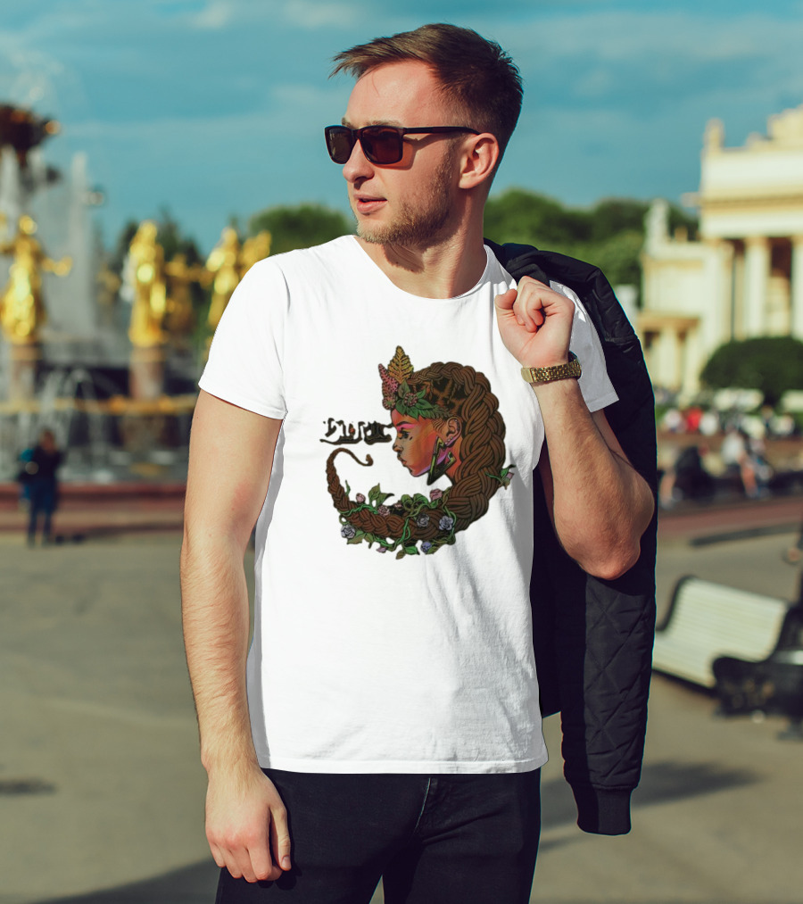 Sa-roc Wild Seeds Braided Hair Floral T-Shirt