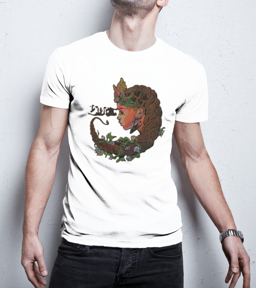 Sa-roc Wild Seeds Braided Hair Floral T-Shirt