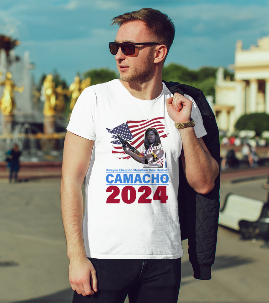 Dwayne Elizondo Mountain Dew Herbert Camacho 2024 American Flag And Gun T-Shirt