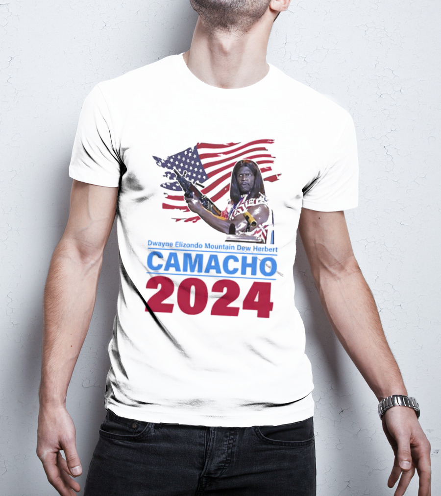 Dwayne Elizondo Mountain Dew Herbert Camacho 2024 American Flag And Gun T-Shirt
