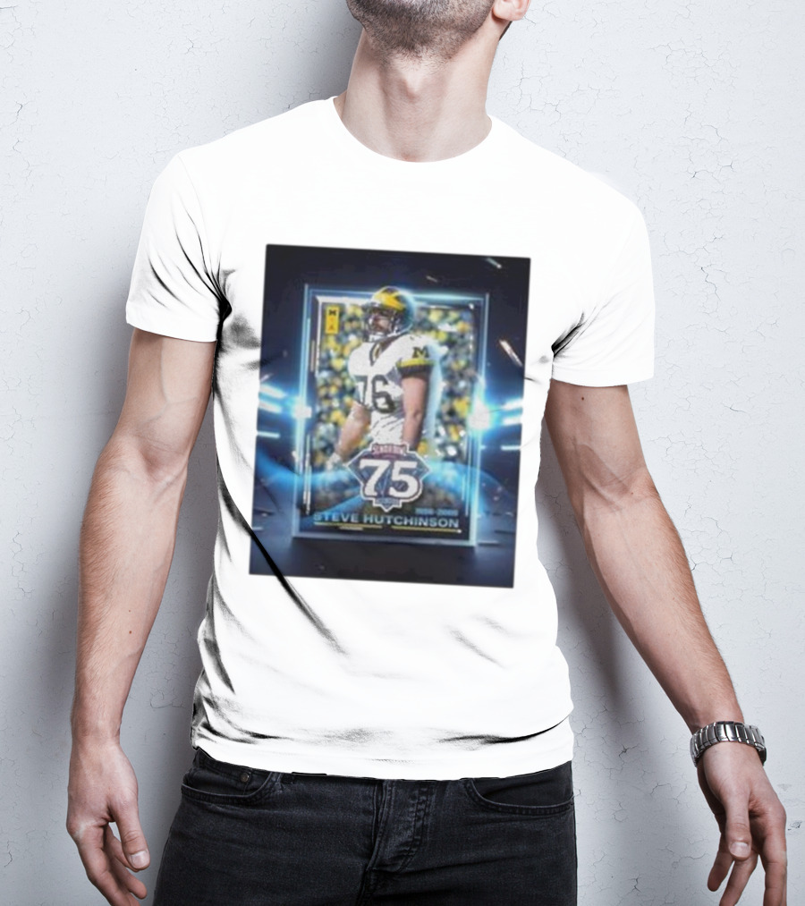 Steve Hutchinson Michigan Football Star 75th Senior Bowl Anniversary Edition T-Shirt
