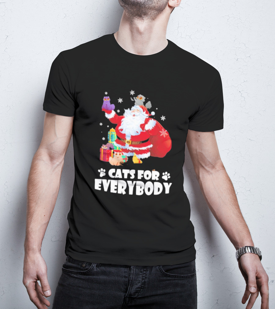 Santa Claus With Gift Cats For Everybody Fun Christmas T-Shirt