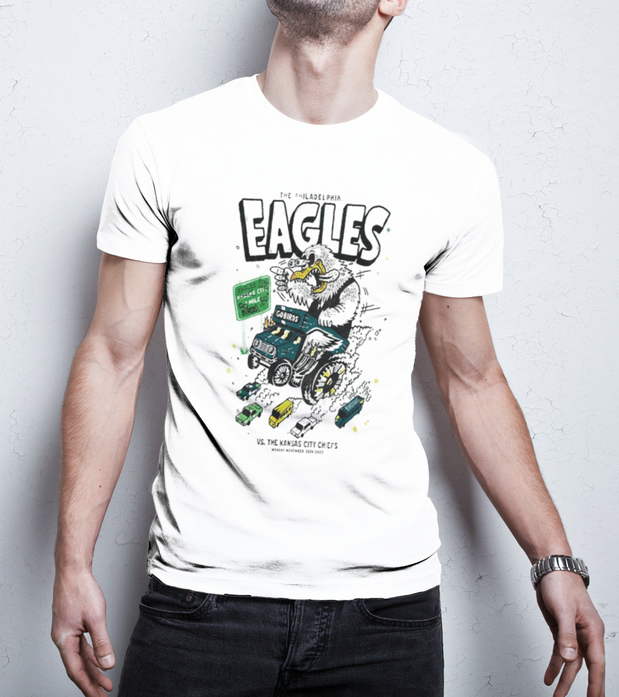 Philadelphia Eagles Monster Truck Vs Kansas City Showdown Go Birds 11-20-2023 T-Shirt