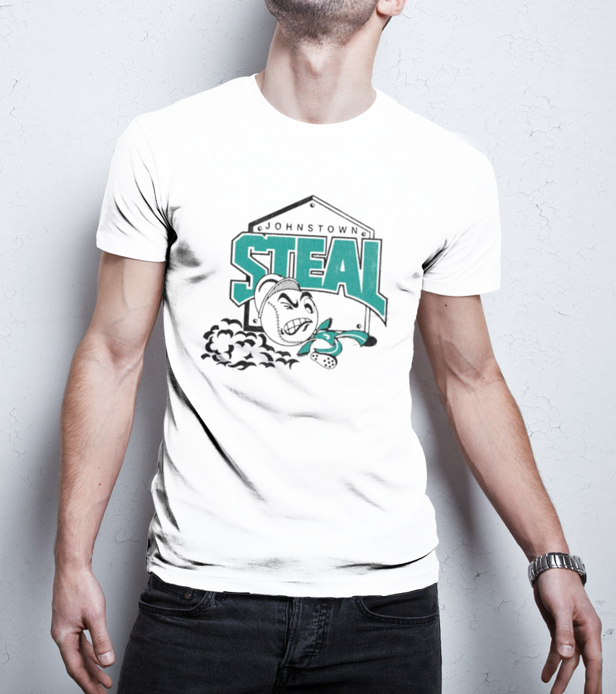 Johnstown Steal Baseball Running Baseball Character T-Shirt