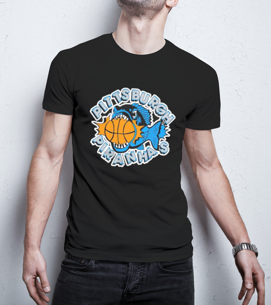 Pittsburgh Piranhas Basketball Team Logo Fish With Ball T-Shirt