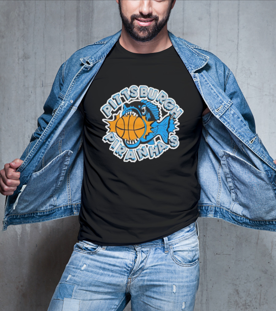 Pittsburgh Piranhas Basketball Team Logo Fish With Ball T-Shirt
