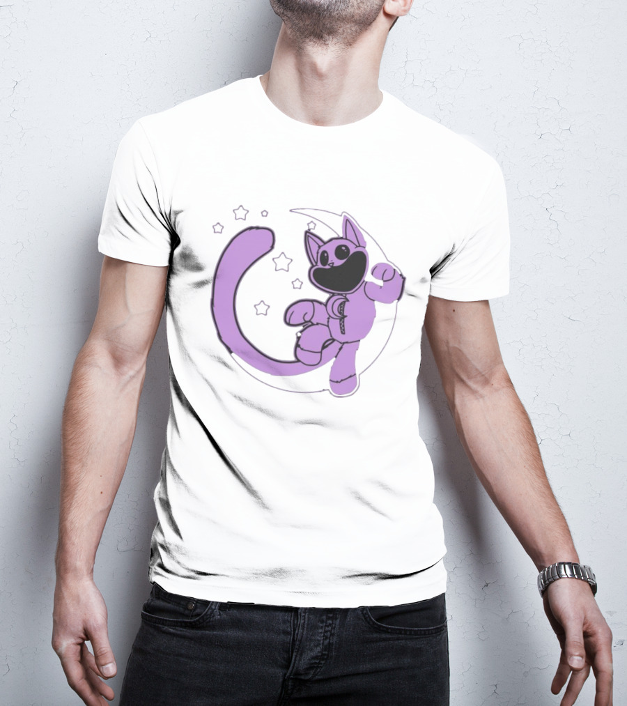 Poppyplaytime Catnap Moon Cute Starry Cartoon T-Shirt