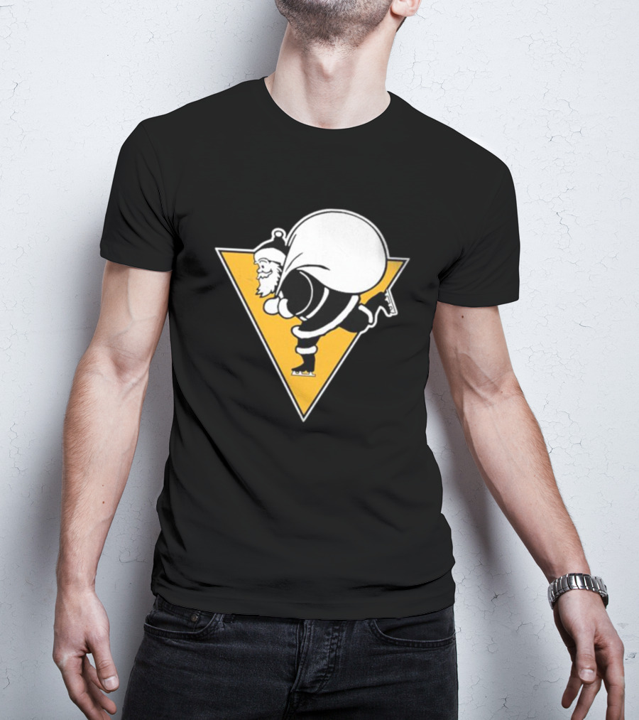 Pittsburgh Penguins Santa Skates Christmas Hockey T-Shirt