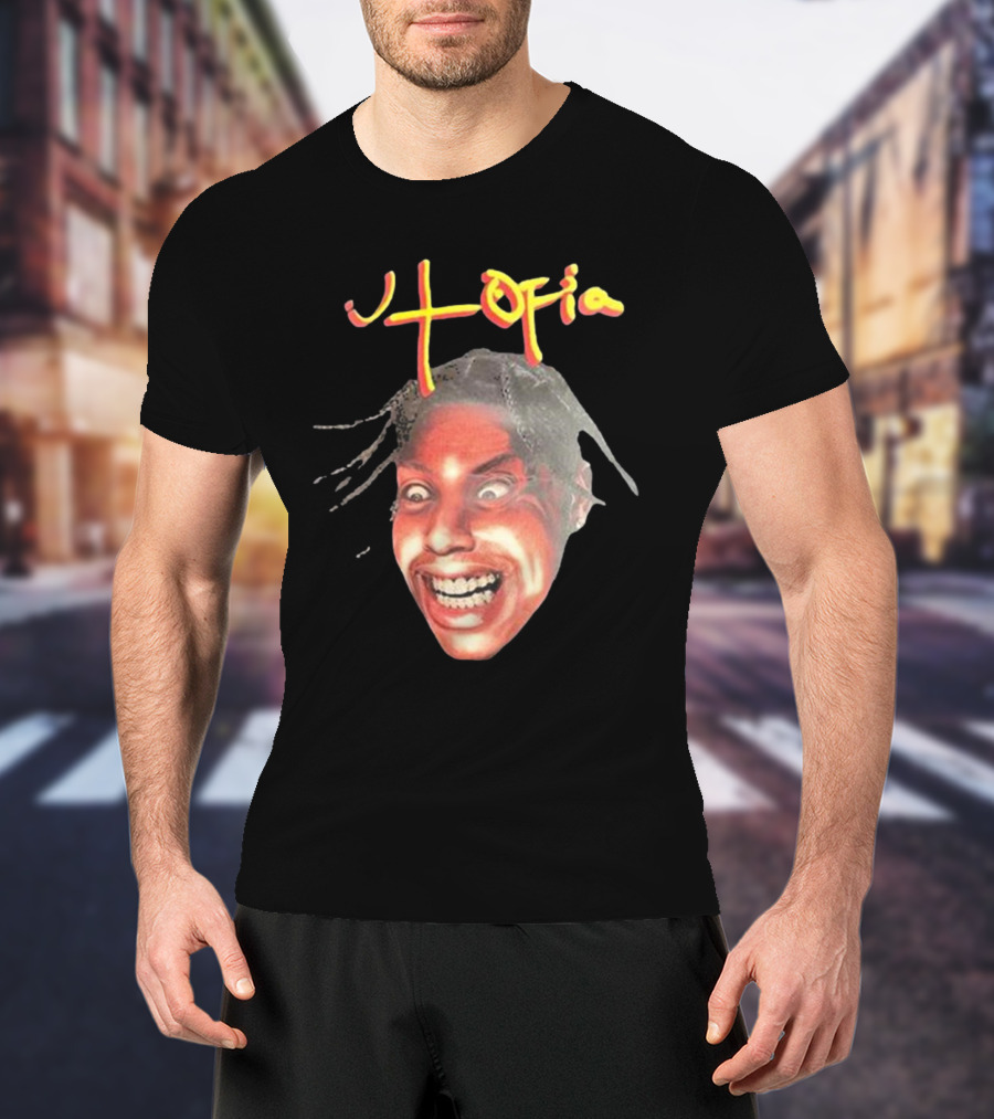 Travis Scott Utopia Grinning Face And Title T-Shirt