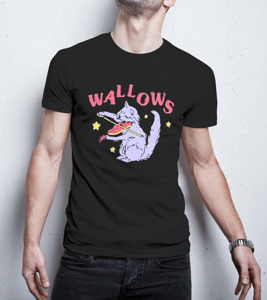 Wallows Cat Playing Fiddle Surrounded By Stars T-Shirt